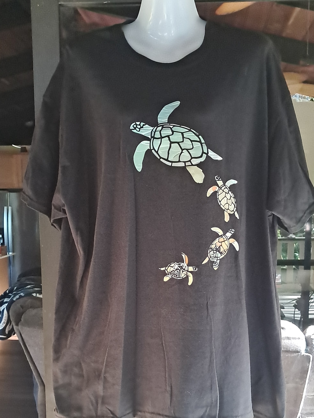 Unisex Black T-Shirt with Sea Turtle Graphic